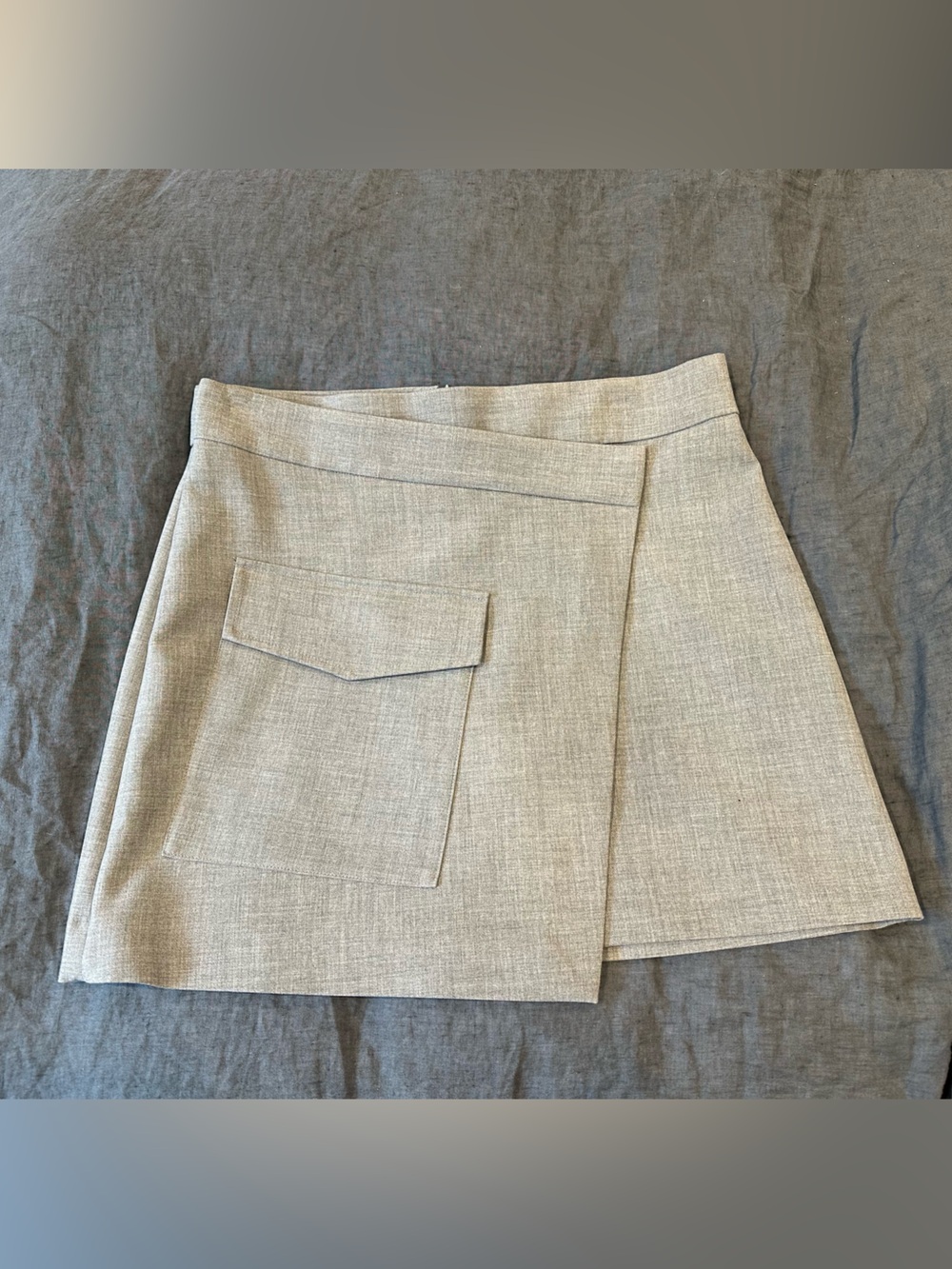 Babaton Happy Hour Gray Wrap Skirt with Flap Pocket